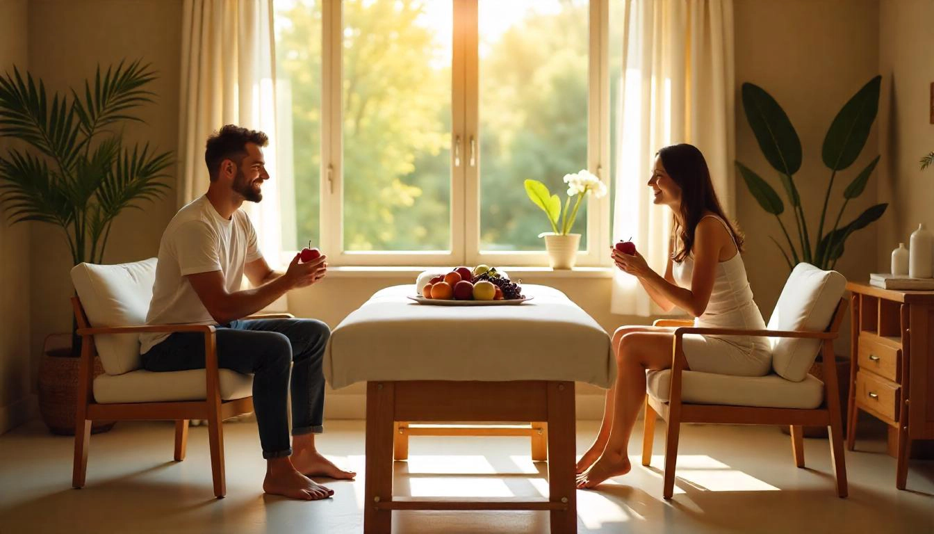 Cabecera del diploma de alimentación y masaje Ayurveda